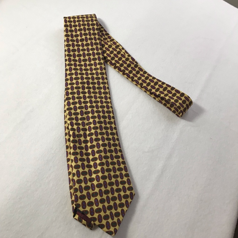 Vintage burberrys London silk tie yellow geometric design